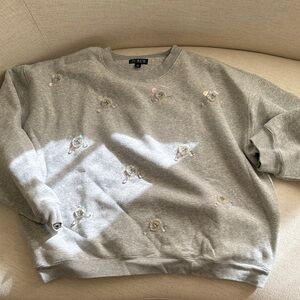 J. Crew Heather Gray Floral Sweatshirt
